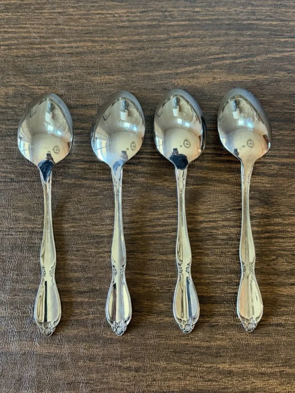 Set of 4 Oneida Community Chatelaine Stainless Solid Serving Spoons Flatware
